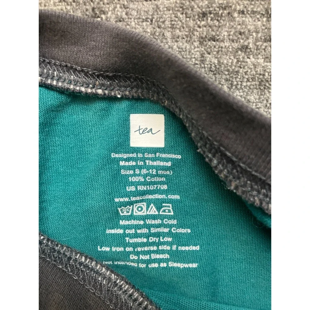 Tea Collection T-Shirt Baby Boys 6-12M Green Rhino Graphic Long Sleeve Side Snap